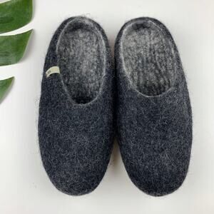 Egos Wool Slippers Grey Slip On Cozy Comfort Women's 37 US 7